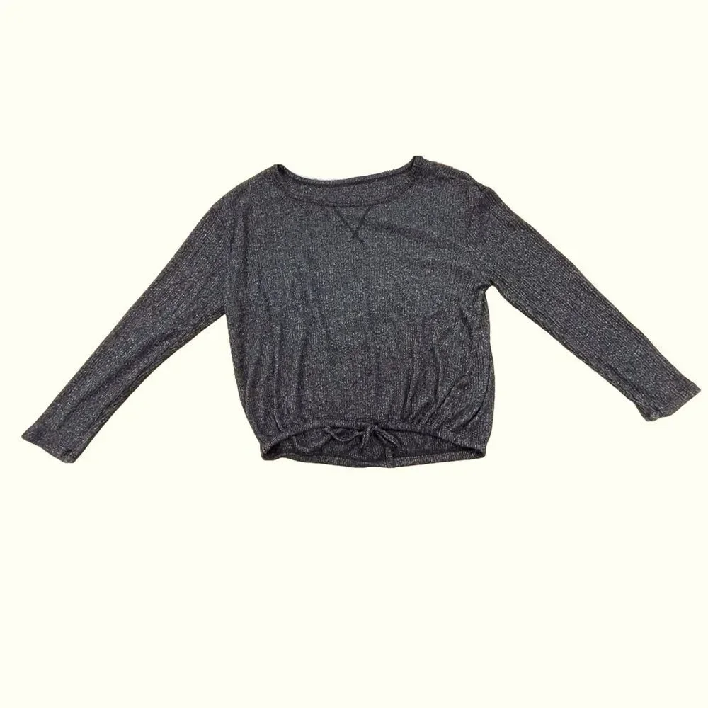 Justice Girl's Sweater Heathered Black Long Sleeve Size 8
